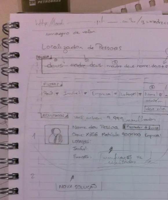 Wireframe do LOPE no caderno