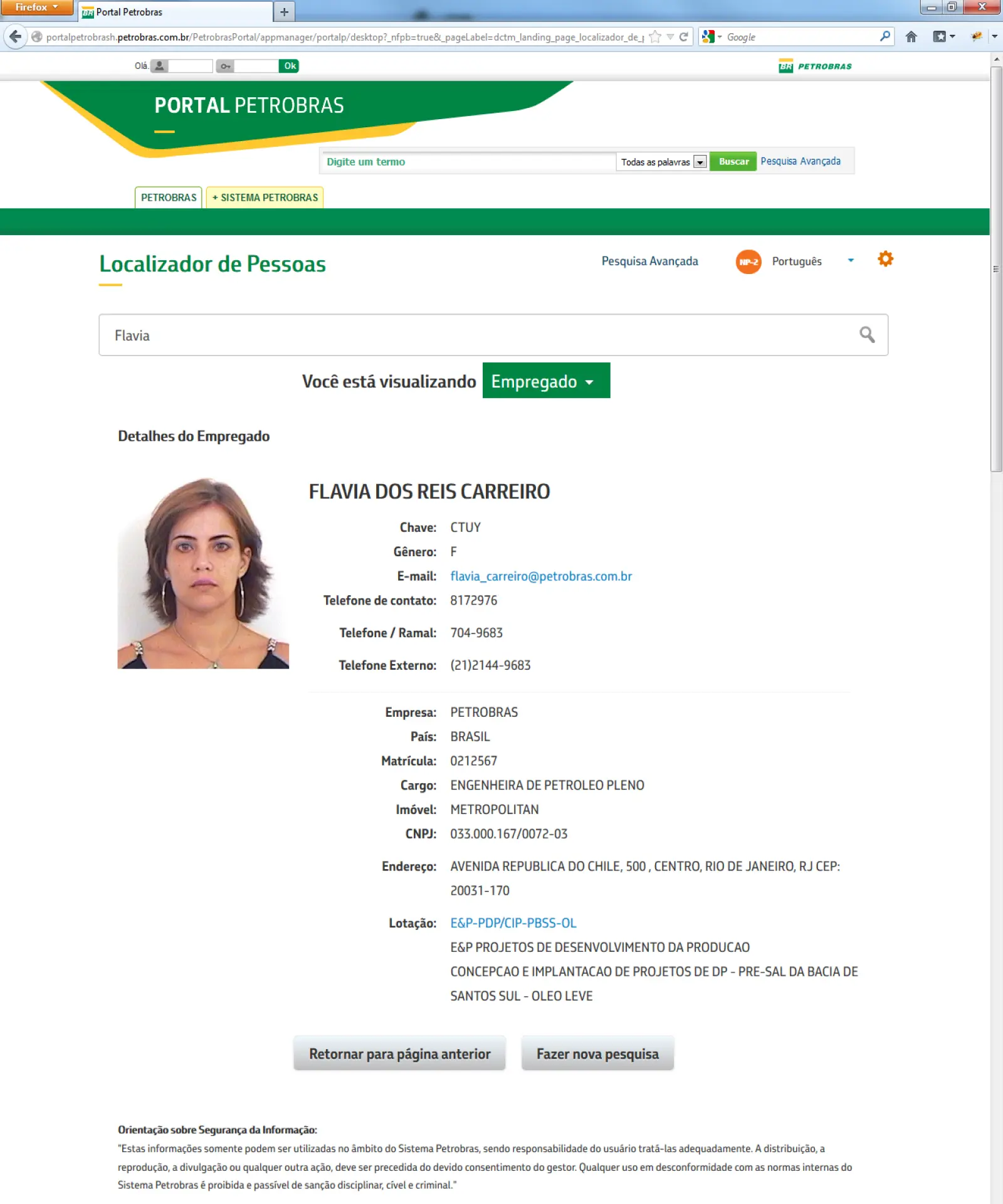 Tela com o resultado da busca por pessoas. Existem mais de 20 maneiras de se chegar ao mesmo resultado! :)