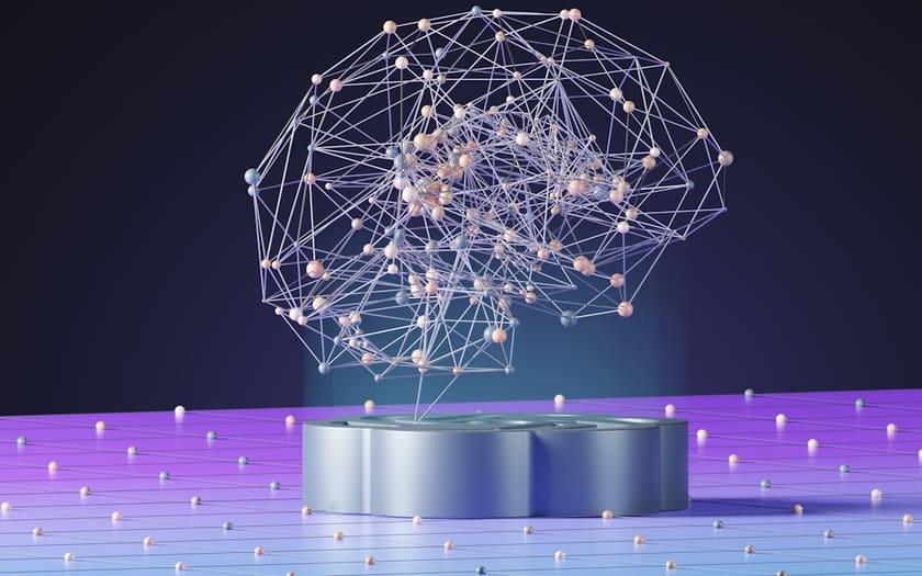 Wireframe neural-network sculpture