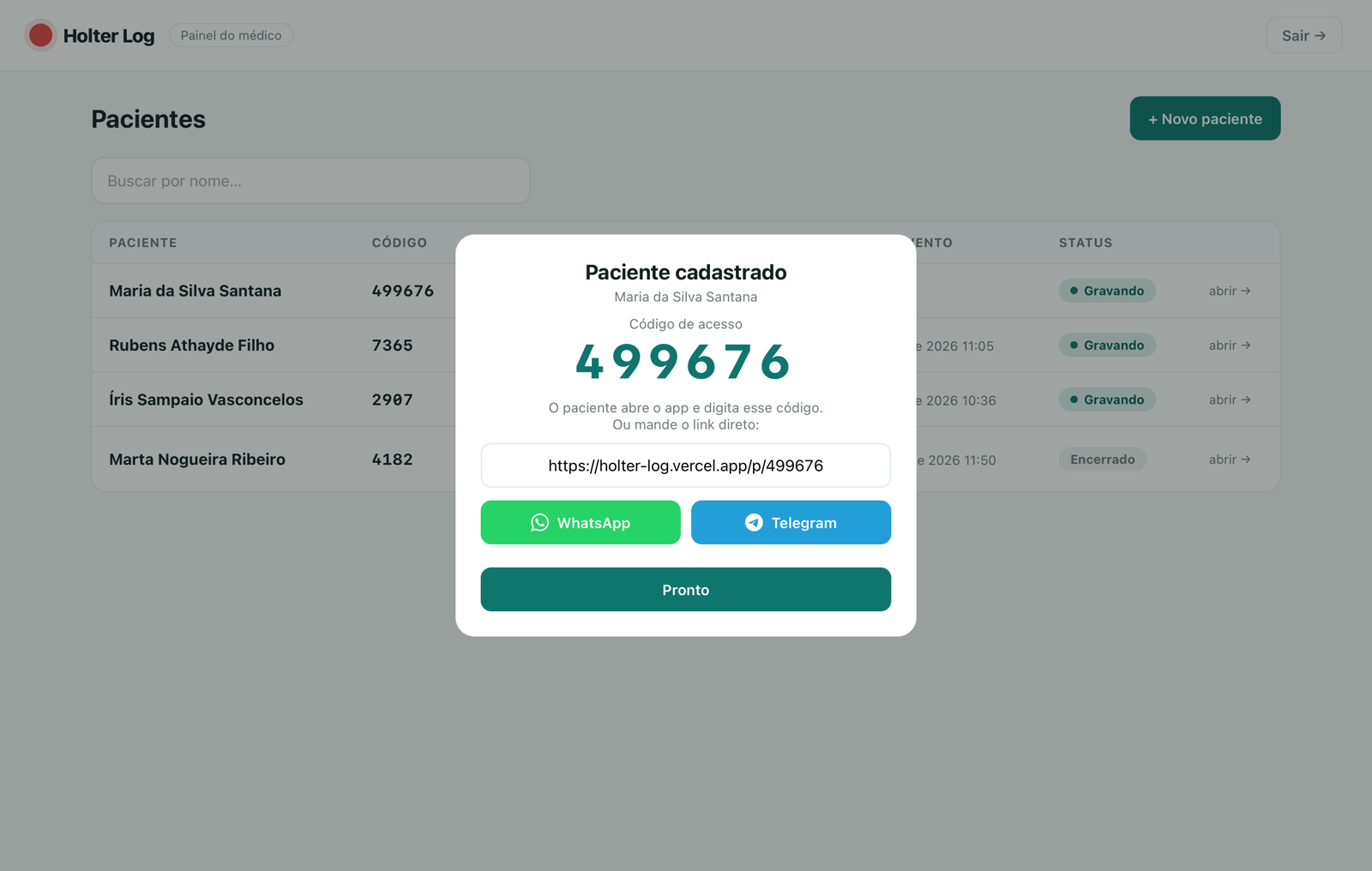 The code, ready to send